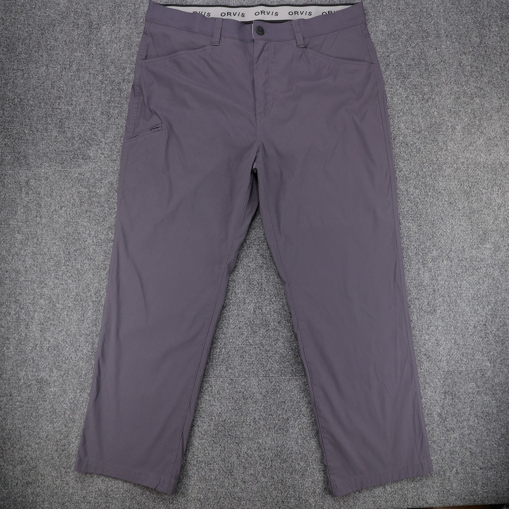 Orvis Mens Gray Tech Performance Pants 38x30 Stretch Water Repellent Hiking